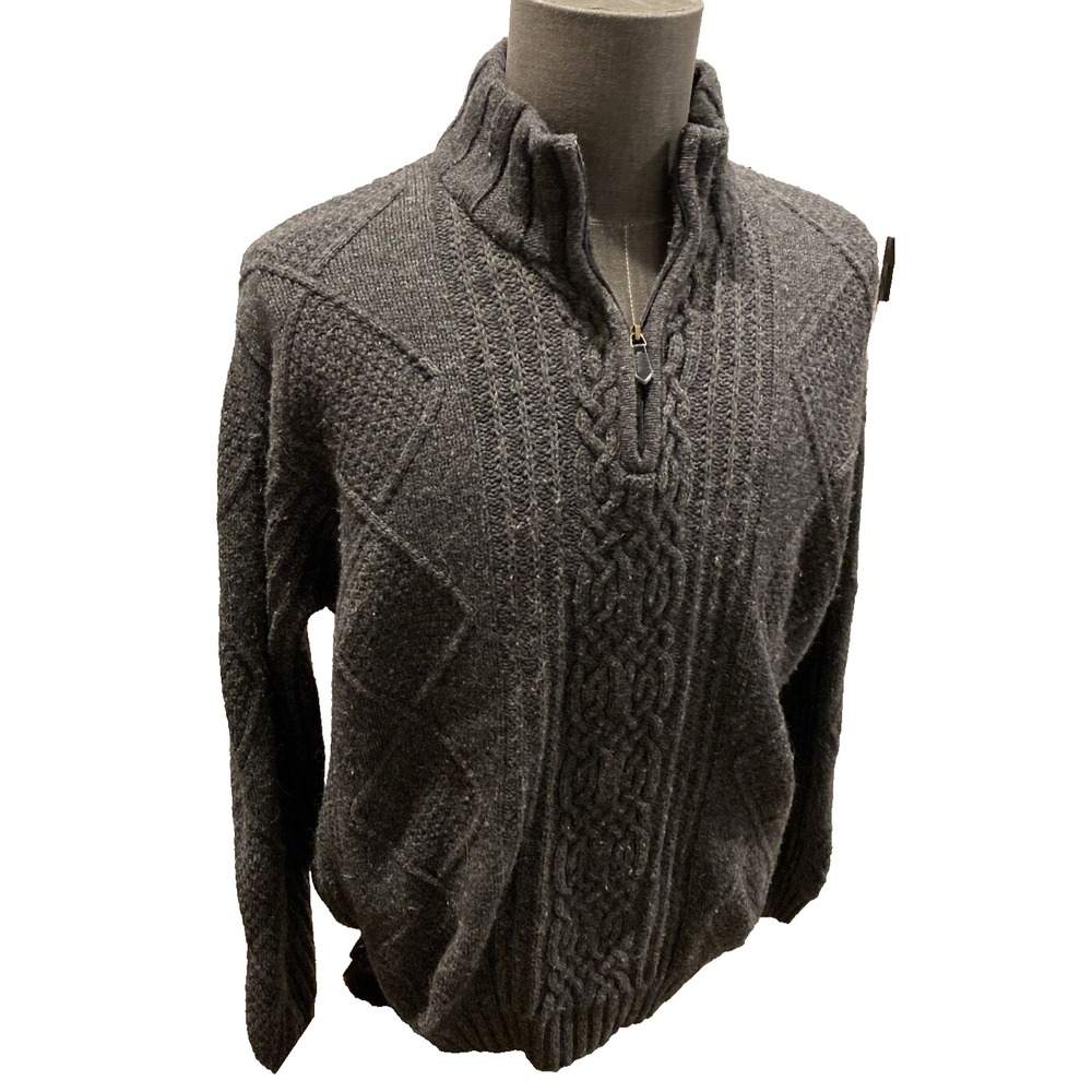 Jos. A. Bank Gray Lambs Wool Sweater 1/4 Zip - Large